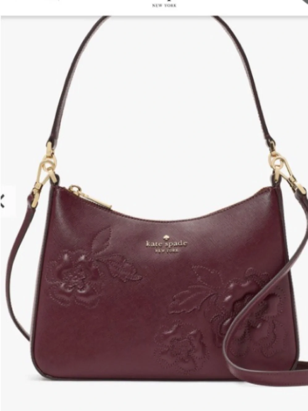 Kate Spade Dark Merlot Floral Blooms Shoulder Bag